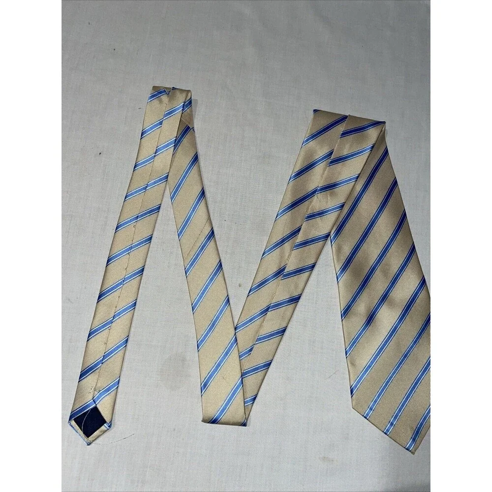 Ermenegildo Zegna Men’s Dress Tie Size 58” Ivory Blue Striped Business Formal